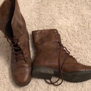 Brown combat boots-worn once